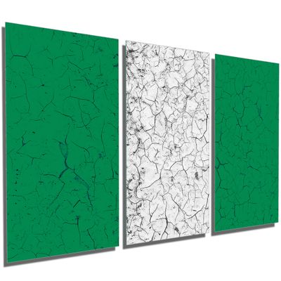 72 x 36 TOTAL - Nigeria Flag cracked effect - Metal Print wall art. 3 Panel split, Triptych. HD aluminum multi panel