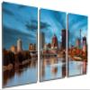 36 x 18 TOTAL - Rochester, NY Skyline Metal Print Wall Art Dark Blue Skies 3 Panel Split. Rochester New York City view 1