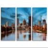 36 x 18 TOTAL - Rochester, NY Skyline Metal Print Wall Art Dark Blue Skies 3 Panel Split. Rochester New York City view 2