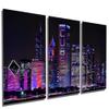 72 x 36 TOTAL - Purple Chicago Cubs night skyline Metal Print, wall art. 3 Panel split, Triptych HD aluminum view 1