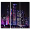 72 x 36 TOTAL - Purple Chicago Cubs night skyline Metal Print, wall art. 3 Panel split, Triptych HD aluminum view 2