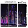 72 x 36 TOTAL - Purple Chicago Cubs night skyline Metal Print, wall art. 3 Panel split, Triptych HD aluminum view 3