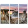 36 x 18 TOTAL - Bisti Badlands Metal Print Wall Art Soft Sunset 3 Panel Split, De-Na-Zin New Mexico Stone Wings view 2