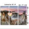 36 x 18 TOTAL - Bisti Badlands Metal Print Wall Art Soft Sunset 3 Panel Split, De-Na-Zin New Mexico Stone Wings view 3