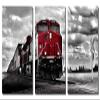 72 x 36 TOTAL - Red train black & white Metal Print wall art 3 Panel split, Triptych HD aluminum multi panel decor view 2