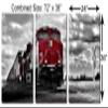 72 x 36 TOTAL - Red train black & white Metal Print wall art 3 Panel split, Triptych HD aluminum multi panel decor view 3