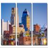 48 x 24 TOTAL - Durham NC Skyline Metal Print wall art - 3 Panel split, Triptych. HD aluminum multi panel print art view 2