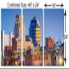 48 x 24 TOTAL - Durham NC Skyline Metal Print wall art - 3 Panel split, Triptych. HD aluminum multi panel print art view 3
