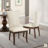 Dining Chair (Set of 2) Beige Brown Modern Contemporary Upholstered Cherry Finish Nailheads view 1