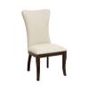 Dining Chair (Set of 2) Beige Brown Modern Contemporary Upholstered Cherry Finish Nailheads view 3