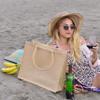 6 Pack Stylish Reusable Jute Burlap Tote Bags Large Medium Small Bag for Gifts Decorating Events Beach Shopping Wedding More (TJ889 (15.5" x 13.75" x 6")) view 2