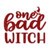 Bleacher Spirit One Bad Witch Iron On Transfer Shirt Decal, Red Glitter view 1