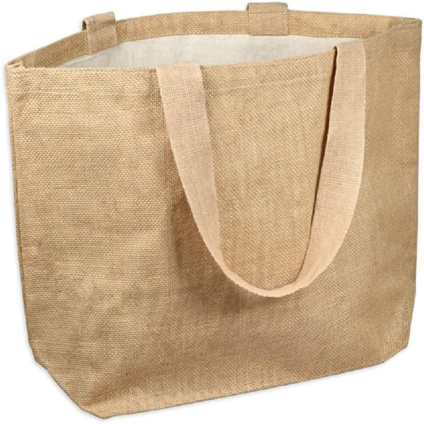 6 Pack Stylish Reusable Jute Burlap Tote Bags Large Medium Small Bag for Gifts Decorating Events Beach Shopping Wedding More (TJ895 (20" x 14" x 6"))