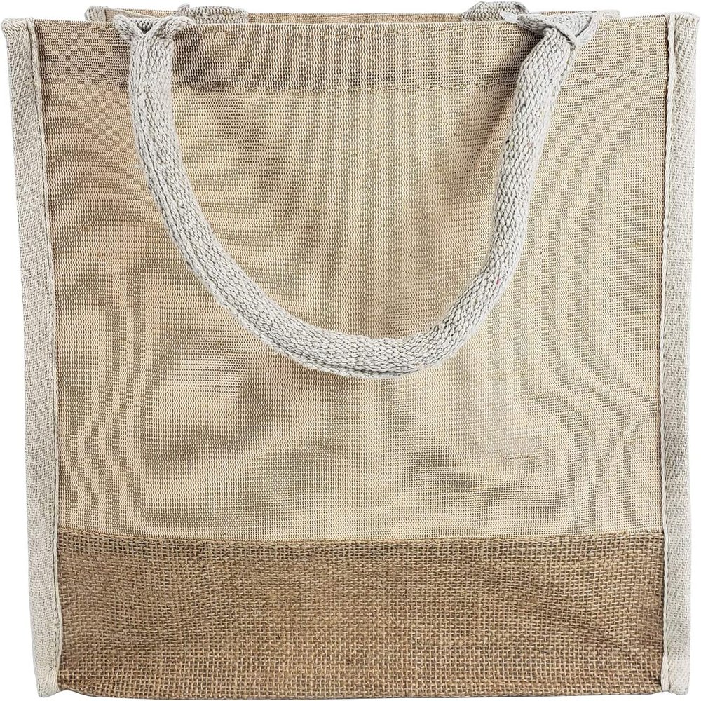 6 Pack Stylish Reusable Jute Burlap Tote Bags Large Medium Small Bag for Gifts Decorating Events Beach Shopping Wedding More (TJ912 (12 x 12 x 7 3/4))