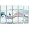 90 x 45 TOTAL - Abstract Landscape Wall Art Canvas Print light blue-silver 5 Panel Split Watercolor Art view 1