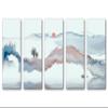 90 x 45 TOTAL - Abstract Landscape Wall Art Canvas Print light blue-silver 5 Panel Split Watercolor Art view 2