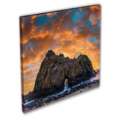 24 x 16 - Pfeiffer Beach Canvas Print Wall Art orange skies Big Sur, CA Keyhole Arch