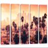 40 x 26 TOTAL - Los Angeles palm tree wall art Canvas Print. Sunset Los Angeles - 5 Panel Split. California view 1