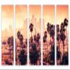 40 x 26 TOTAL - Los Angeles palm tree wall art Canvas Print. Sunset Los Angeles - 5 Panel Split. California view 2