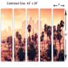 40 x 26 TOTAL - Los Angeles palm tree wall art Canvas Print. Sunset Los Angeles - 5 Panel Split. California view 3