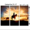 24 x 12 TOTAL - Cowboy & horse silhouette at sunset Canvas Print Wall Art 3 Panel Split, Cowboy Art view 3