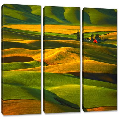 60 x 40 TOTAL - Palouse Wall Art Canvas Print 3 Panel Split Steptoe Butte State park, Washington farms