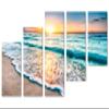 80 x 42 TOTAL - Sunrise over beach in Cancun Canvas Print. 5 Panel Z Cut Split Wall Art for room decor view 1