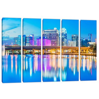 120 x 60 TOTAL - Orlando, Florida, USA Canvas Print Wall Art - 5 Panel - Wall Decor, interior design blue