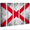 90 x 60 TOTAL - Alabama State Flag Grunge Canvas Print Wall Art - 5 Panel Split. Home decor Flag Art view 1