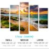 80 x 42 TOTAL - Hawaii beach with Golden Sunset Canvas Print. 5 Panel Diamond Split, Wall Art for room wall decor view 2