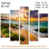 80 x 42 TOTAL - Hawaii beach with Golden Sunset Canvas Print. 5 Panel Diamond Split, Wall Art for room wall decor view 3