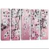 90 x 45 TOTAL - Pink Floral Wall Art Canvas Print 5 Panel Split Flower Illustration Wall Art decor view 1