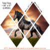 85 x 57 TOTAL - Black Stallion Horse Wall Art Canvas Print 7 Panel Butterfly split, Friesian Horse home wall decor view 3