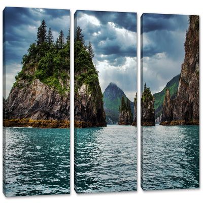 45 x 30 TOTAL - Kenai Fjords Canvas Print Wall Art 3 Panel Split Alaska, USA National Park landscape print