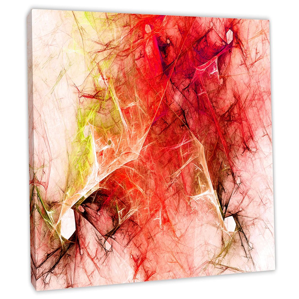 48 x 32 - Abstract Marble Wall Art Canvas Print fractal shapes Red Fractal Art, Abstract Print