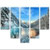 80 x 42 TOTAL - Banff National Park Canvas Print Wall Art blue skies 5 Panel Waterfall Split Lake Louise & Mountains view 1