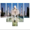 80 x 42 TOTAL - Taj Mahal, fountain Canvas Print. 5 Panel Waterfall Split Wall Art. Landmark Photography Giclee view 1