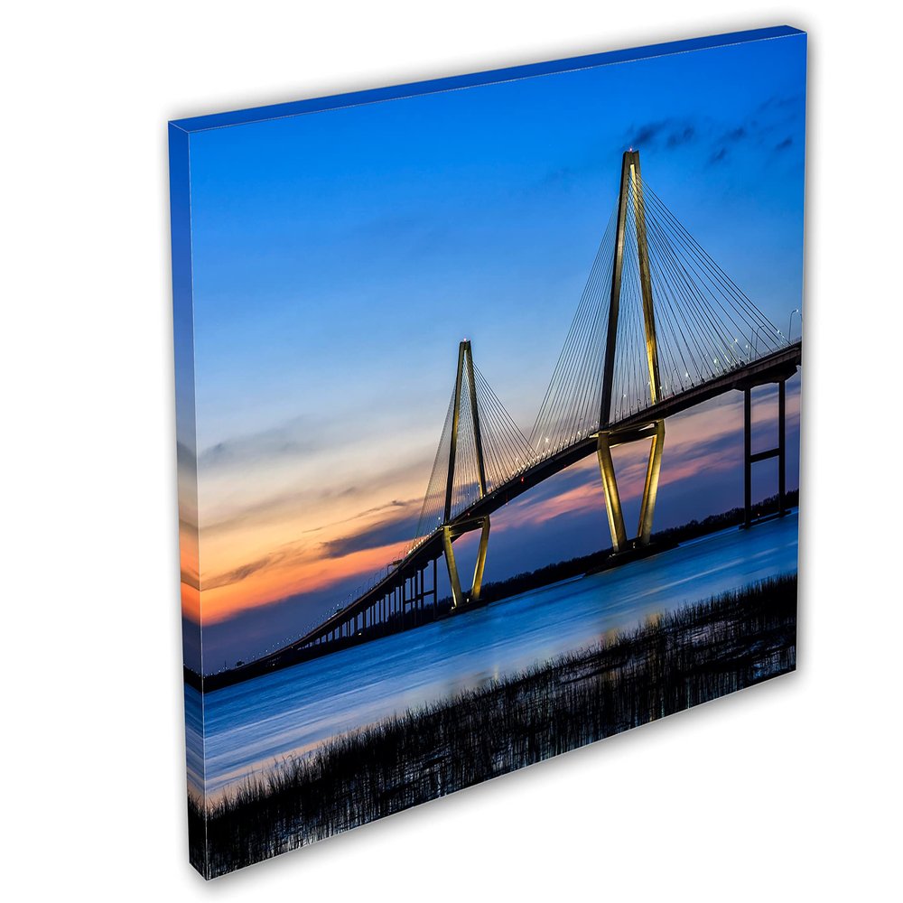 60 x 40 - Arthur Ravenel Bridge Canvas Print Wall Art SC Home Decor Wall Decor architecture art