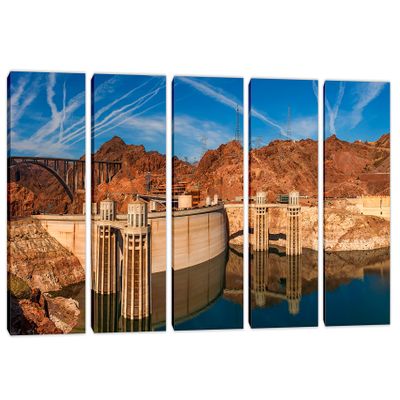 120 x 60 TOTAL - Hoover Dam Canvas Print Wall Art 5 Panel Split. USA Landmark home decor, interior design