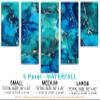 80 x 42 TOTAL - Abstract Marble Canvas Print Wall Art Teal, Blue & Gold 5 Panel Waterfall Split Liquid Marble Decor view 2