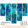 80 x 42 TOTAL - Abstract Marble Canvas Print Wall Art Teal, Blue & Gold 5 Panel Waterfall Split Liquid Marble Decor view 3