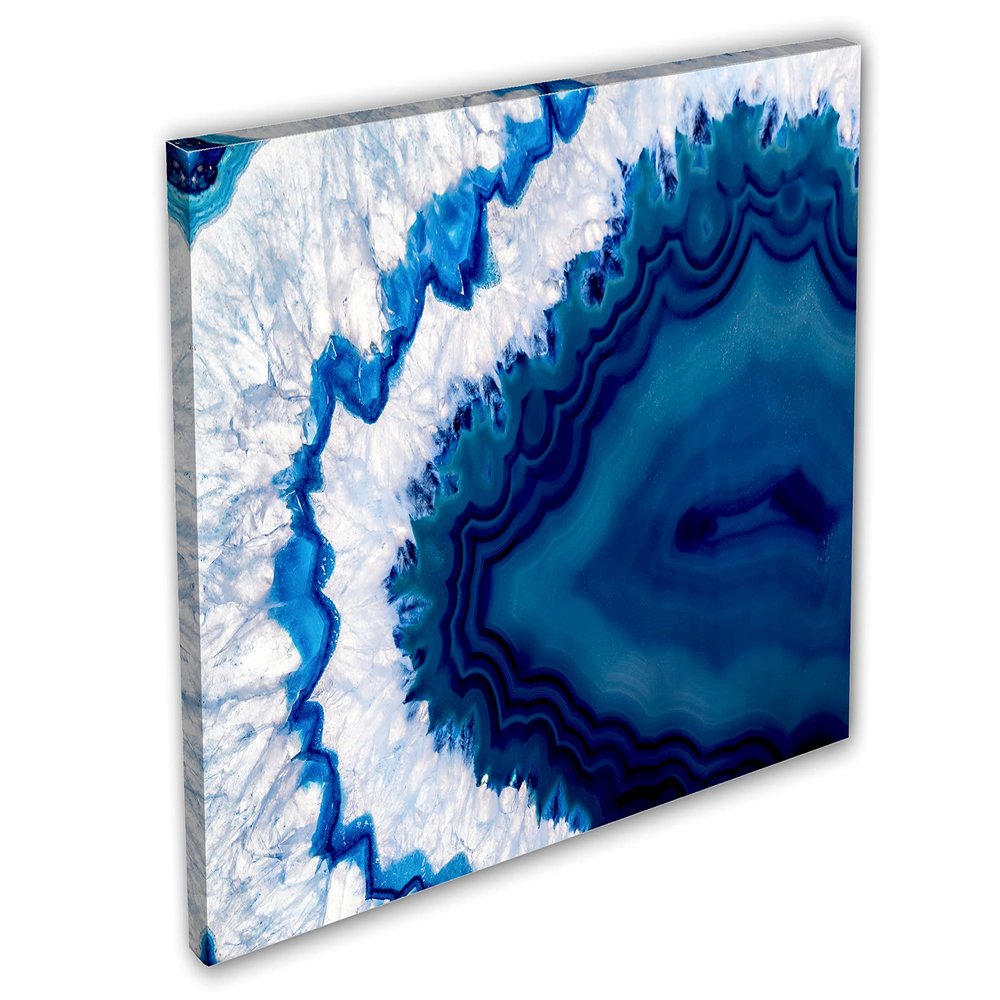 24 x 16 - Blue Geode Canvas Print Wall Art Brazilian geode, agate stone slice wall art