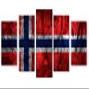 80 x 42 TOTAL - Norway Flag Canvas Print Wall Art stone effect - 5 Panel Diamond Split. Country Flag home decor view 1