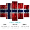 80 x 42 TOTAL - Norway Flag Canvas Print Wall Art stone effect - 5 Panel Diamond Split. Country Flag home decor view 2
