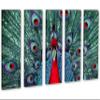 90 x 60 TOTAL - Red Peacock. Canvas Print Wall Art - 5 Panel split view 1