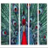 90 x 60 TOTAL - Red Peacock. Canvas Print Wall Art - 5 Panel split view 2