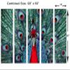 90 x 60 TOTAL - Red Peacock. Canvas Print Wall Art - 5 Panel split view 3