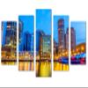 80 x 42 TOTAL - Boston Harbor Skyline Canvas Print - 5 Panel Diamond Split, Wall Art. Financial District view 1