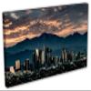 30 x 15 - Los Angeles dusk Skyline Wall Art Canvas Print Downtown LA, dramatic tone view 1