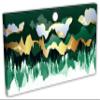 30 x 15 - Mountains Illustration Canvas Print Wall Art Green gold Oriental asian decor view 1